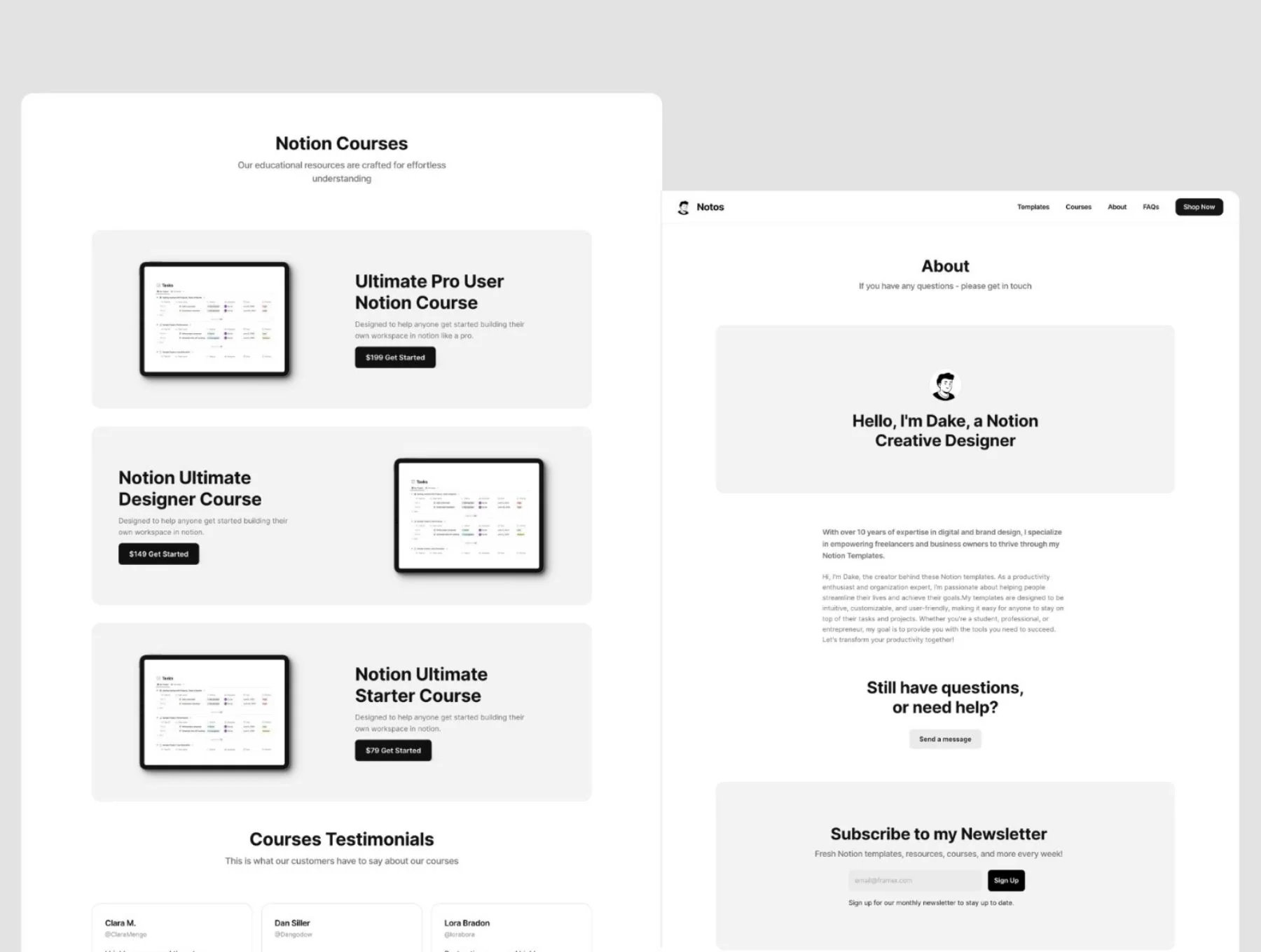 Notos — Notion Style Portfolio Framer Template 3