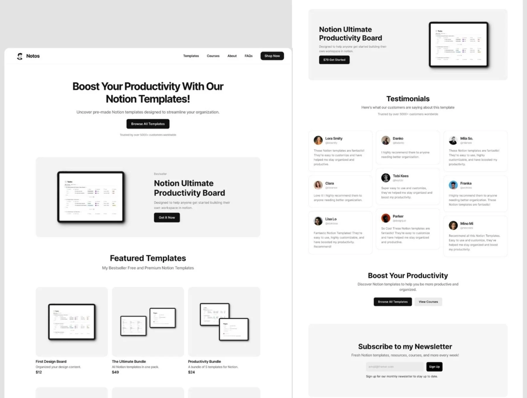 Notos — Notion Style Portfolio Framer Template 4