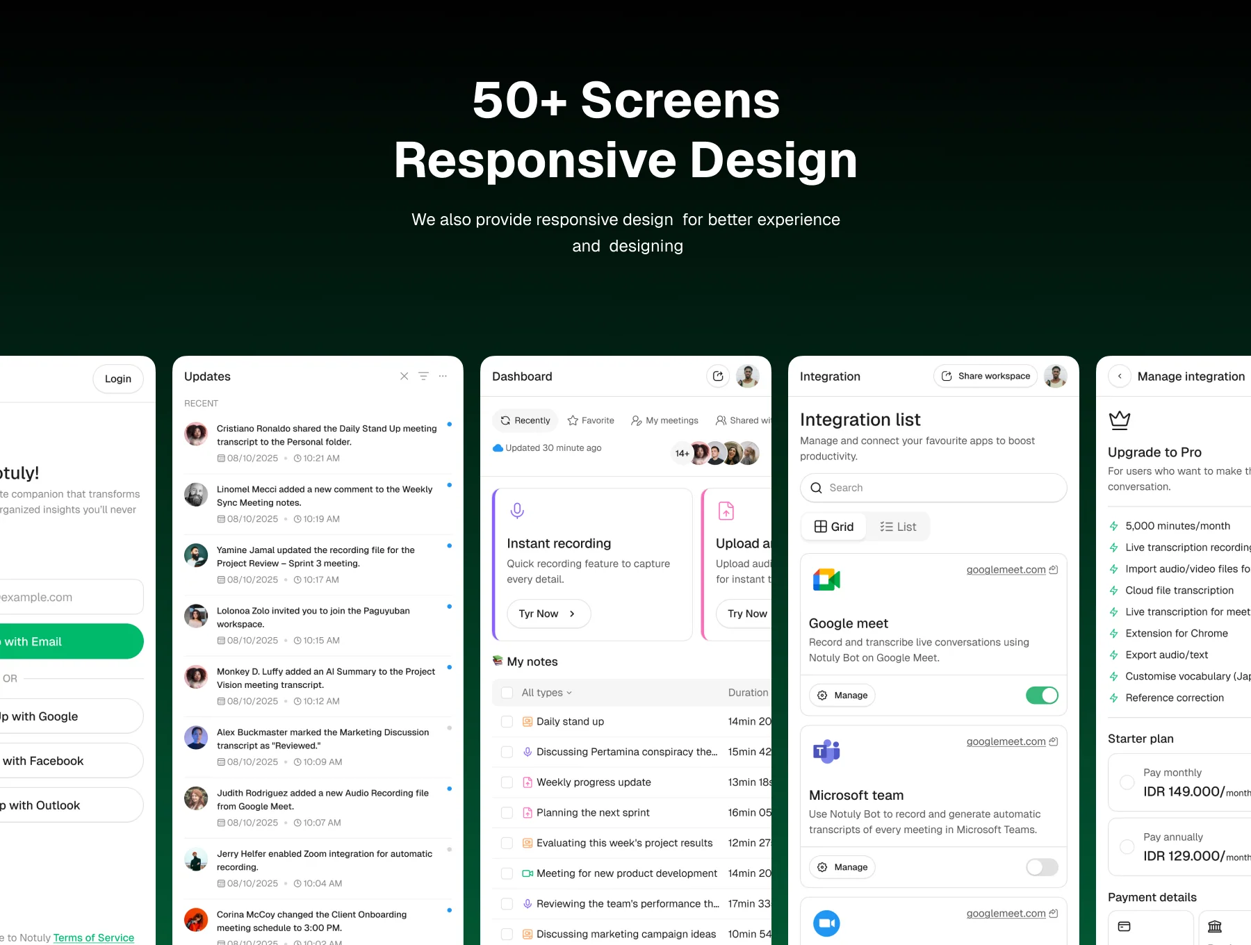 Notuly – AI Notetaker Dashboard UI Kit 6
