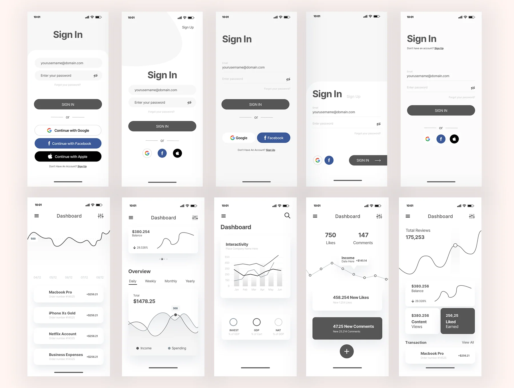 Nova App Wireframe Kit 5