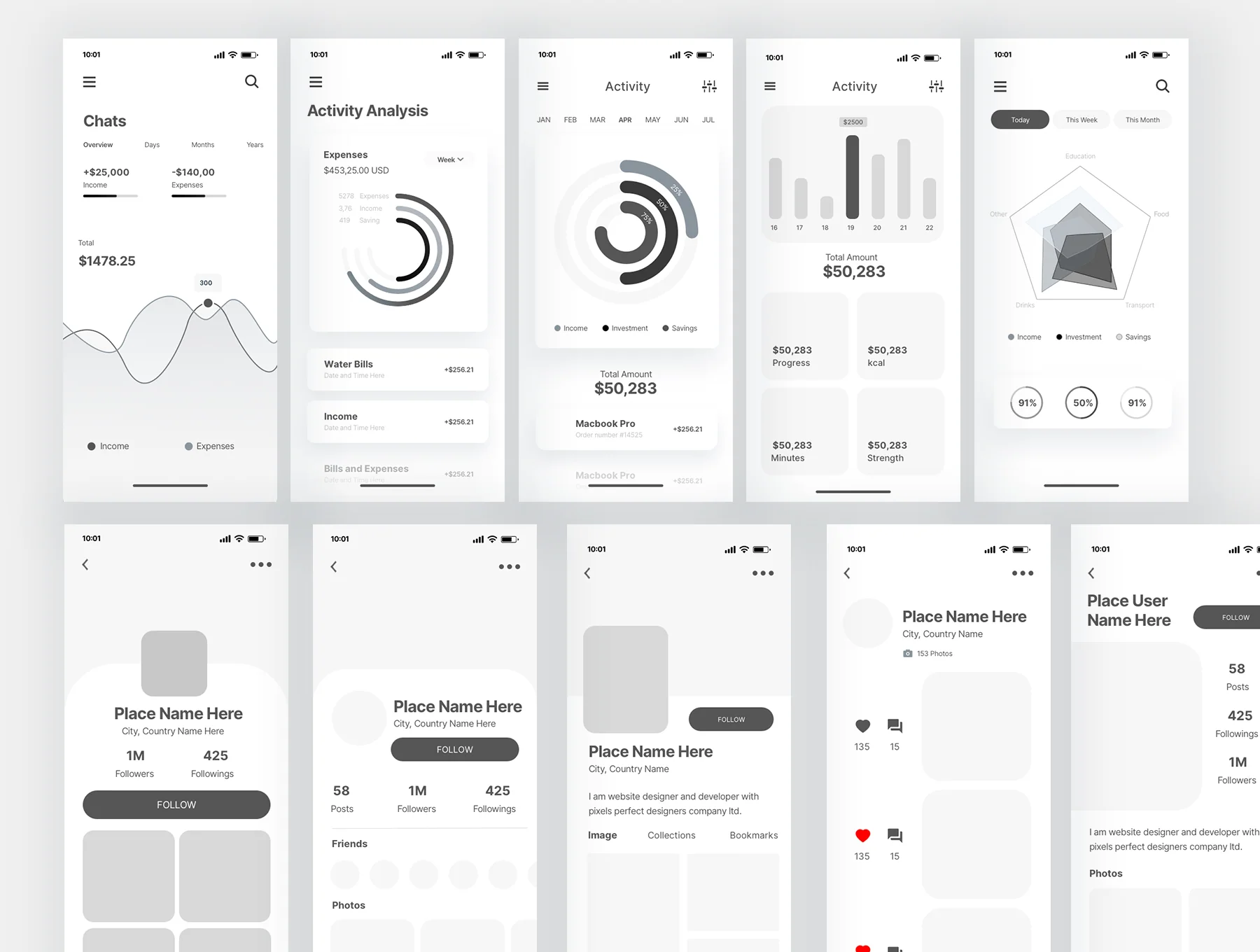 Nova App Wireframe Kit 6