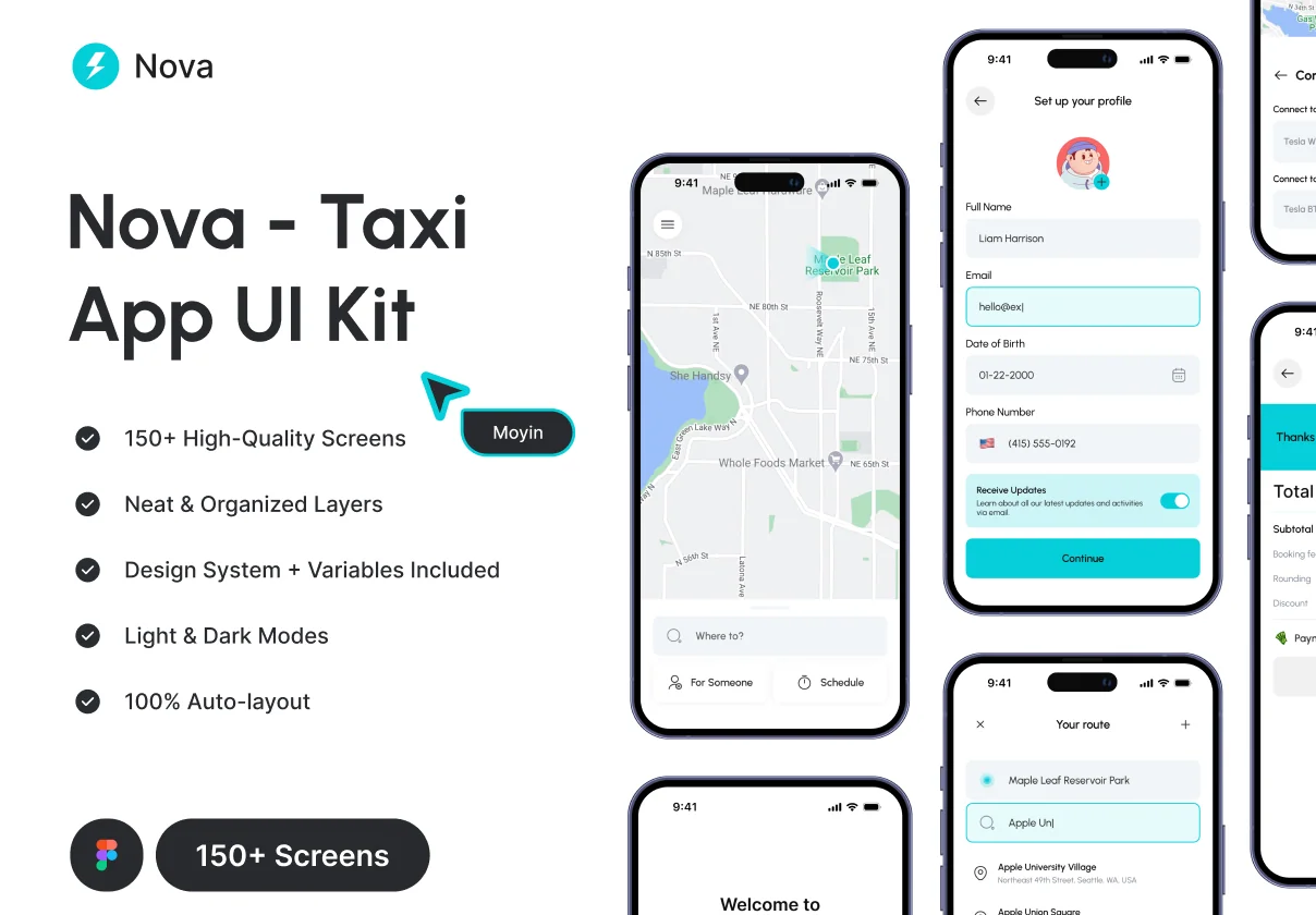 Nova - Taxi App UI Kit