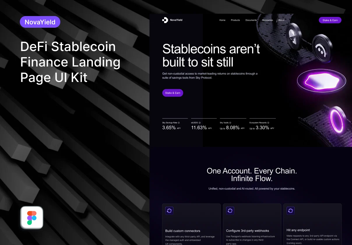 NovaYield - DeFi Stablecoin Finance Landing Page UI Kit
