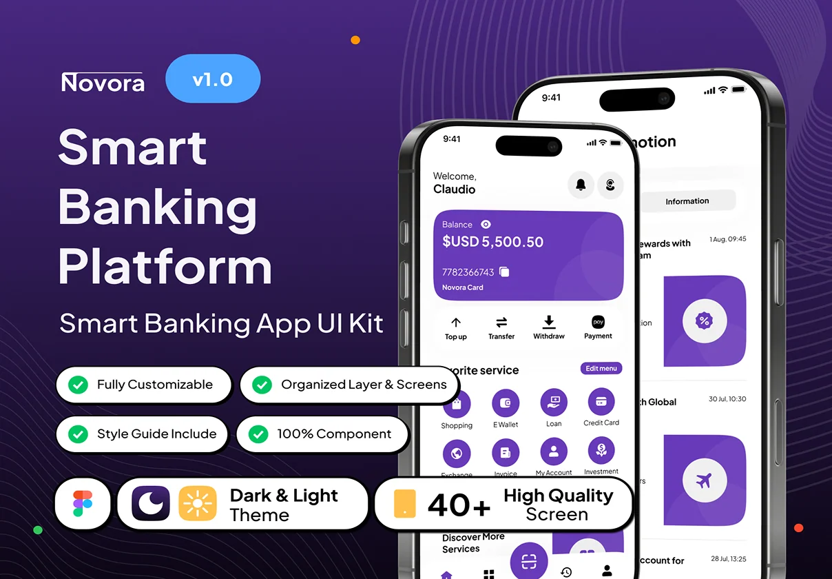 Novora - Smart Banking Platform App UI Kit