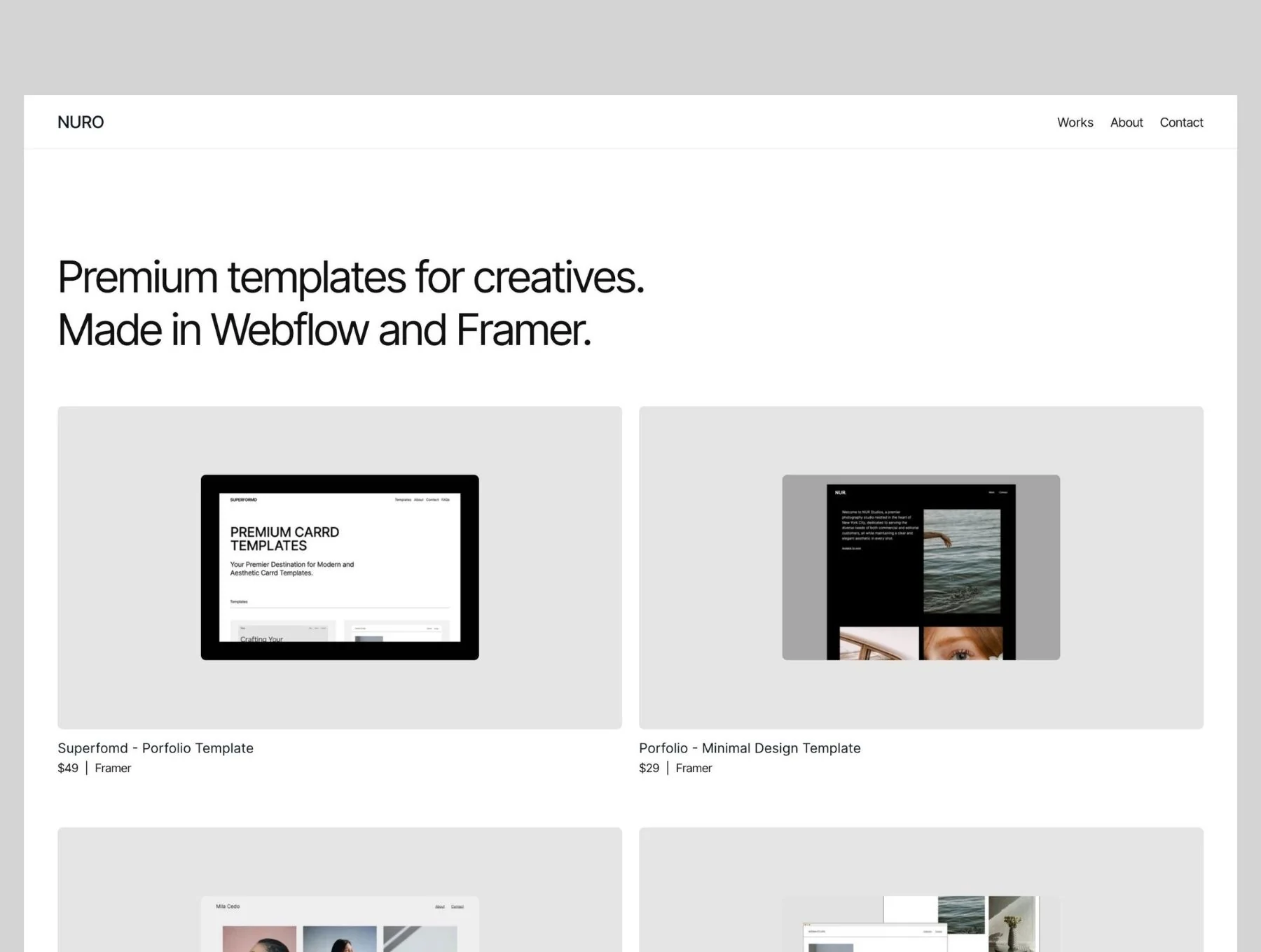 Nuro - Minimal Portfolio Framer Template 4