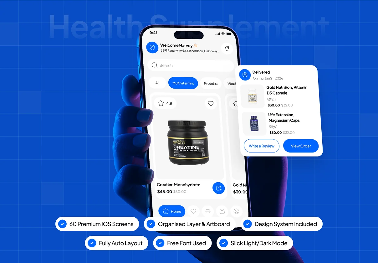 NutraOne - Health Supplement Ecommerce App UI Kit