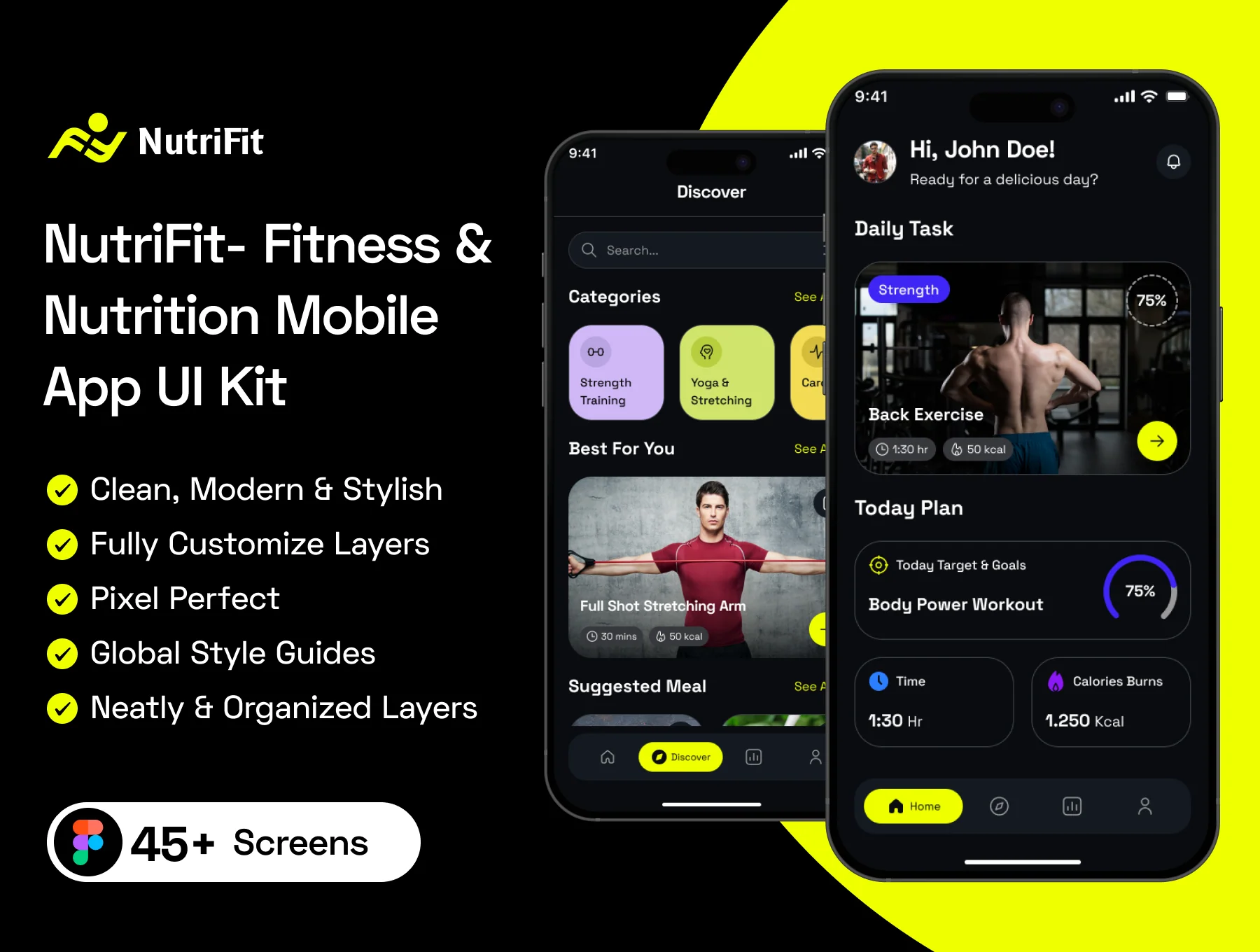 NutriFit- Fitness & Nutrition Mobile App UI Kit