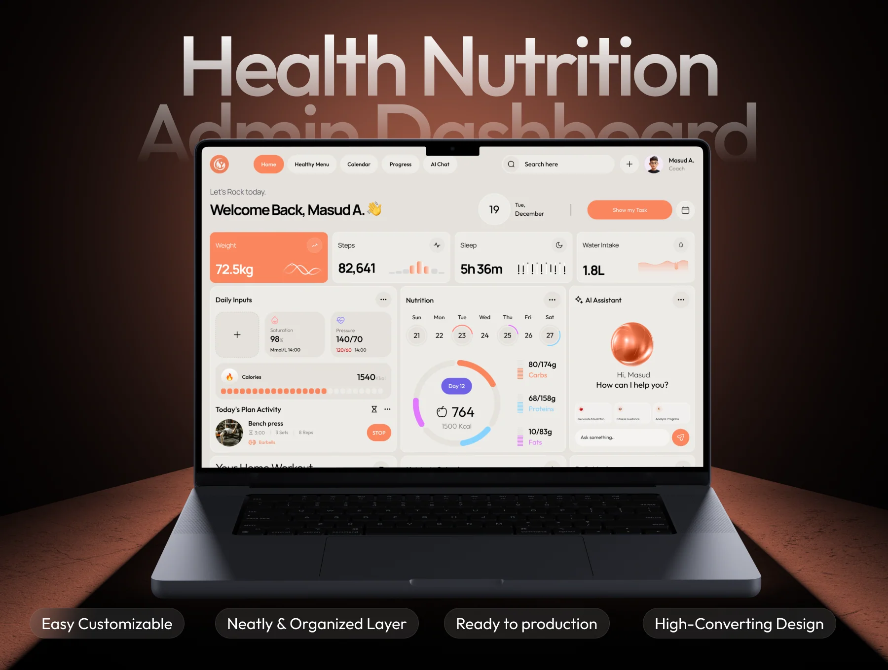 NutriSense - Health, Nutrition & Diet SaaS Admin Dashboard UI Kit