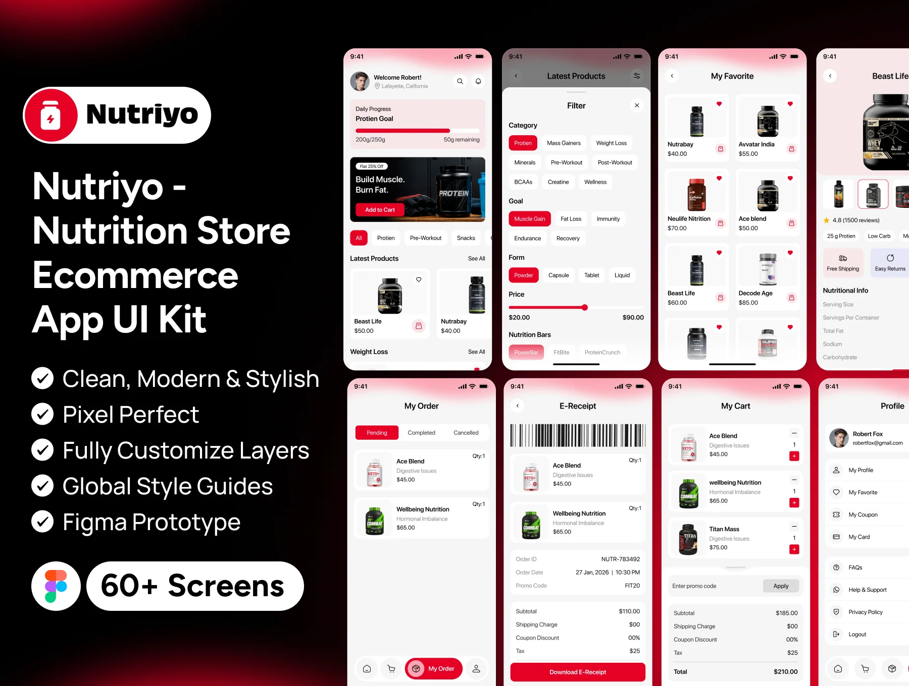 Nutriyo – Nutrition Store E-commerce Mobile App UI Kit