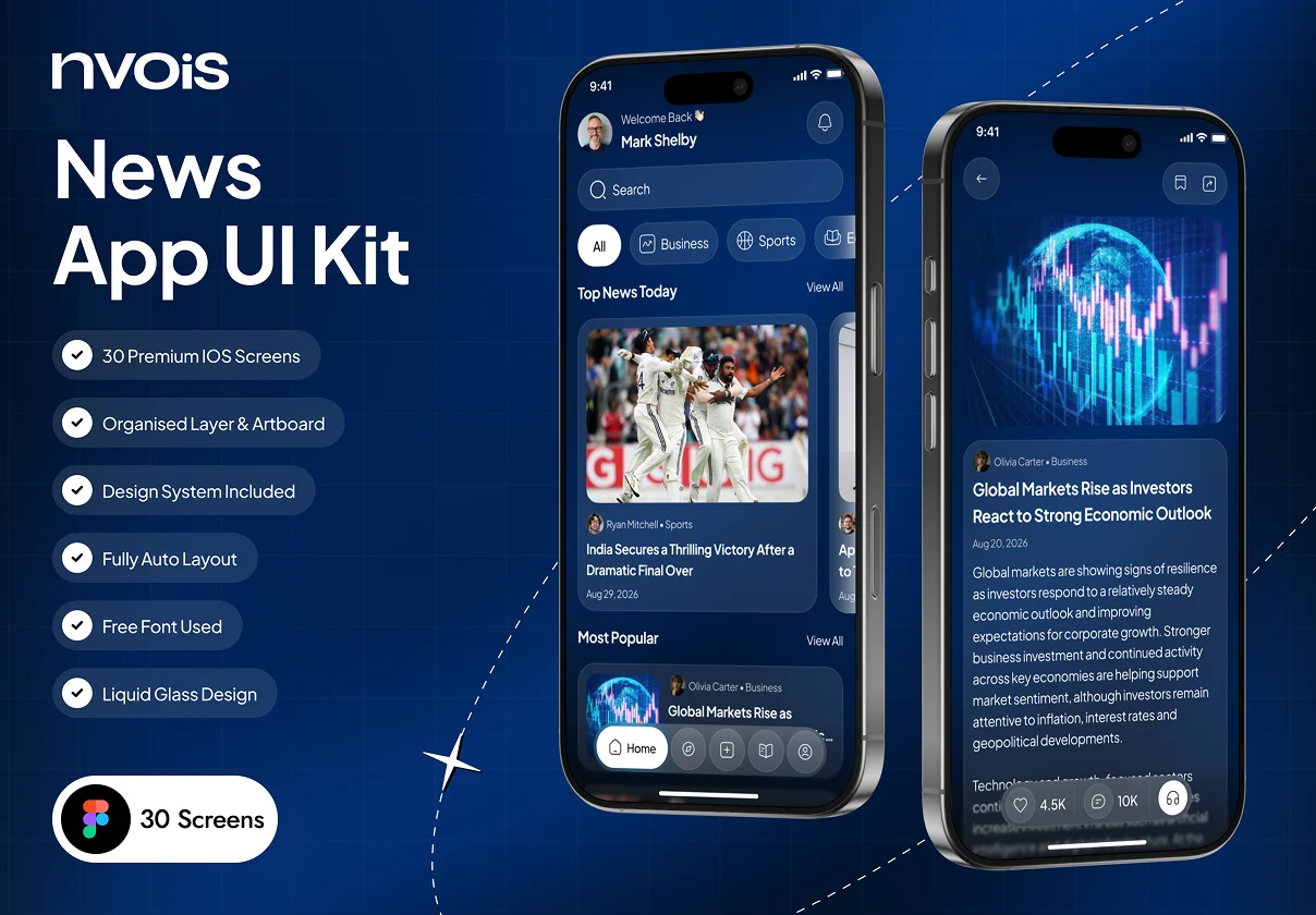 nvois - News App UI Kit