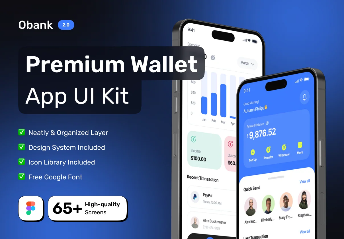 OBANK - Premium Wallet App UI Kit