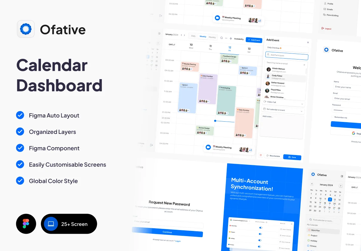 Ofative - Calendar Dashboard App UI KIT