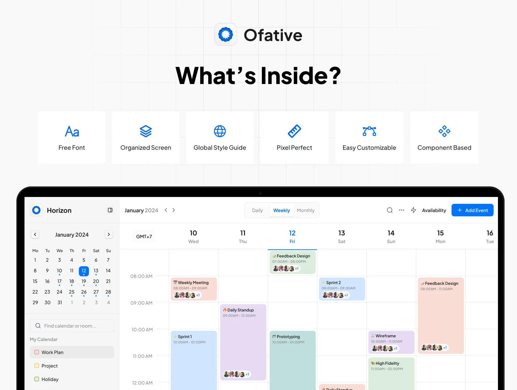 Ofative - Calendar Dashboard App UI KIT 2