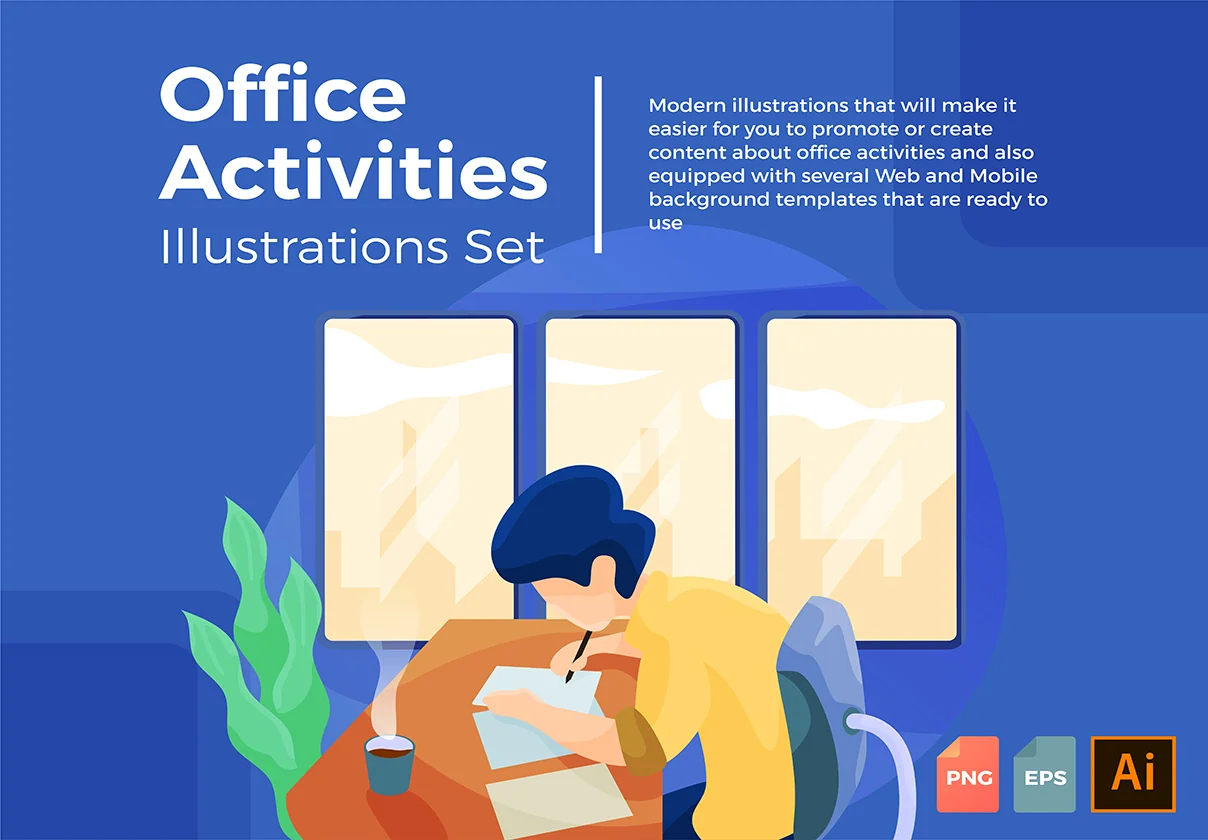 Office Activities Illustration Set