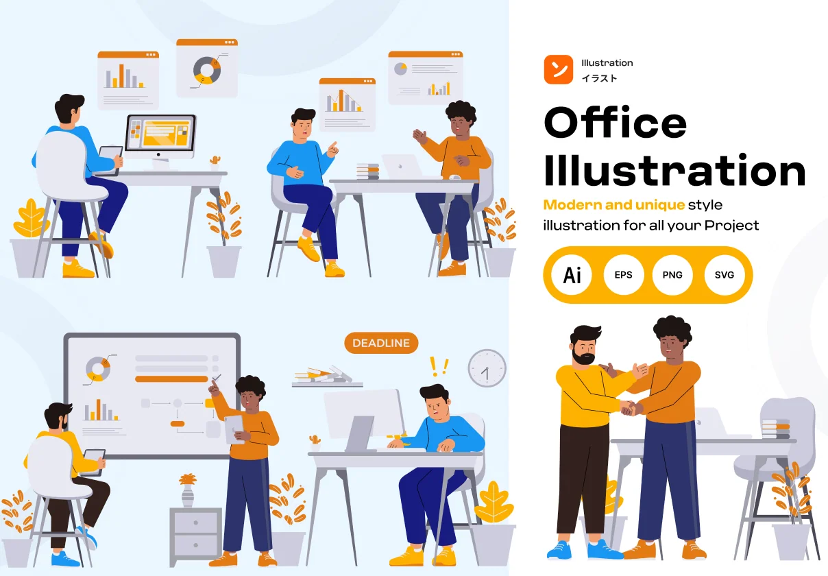 Office Activity 2D Illustration Pack