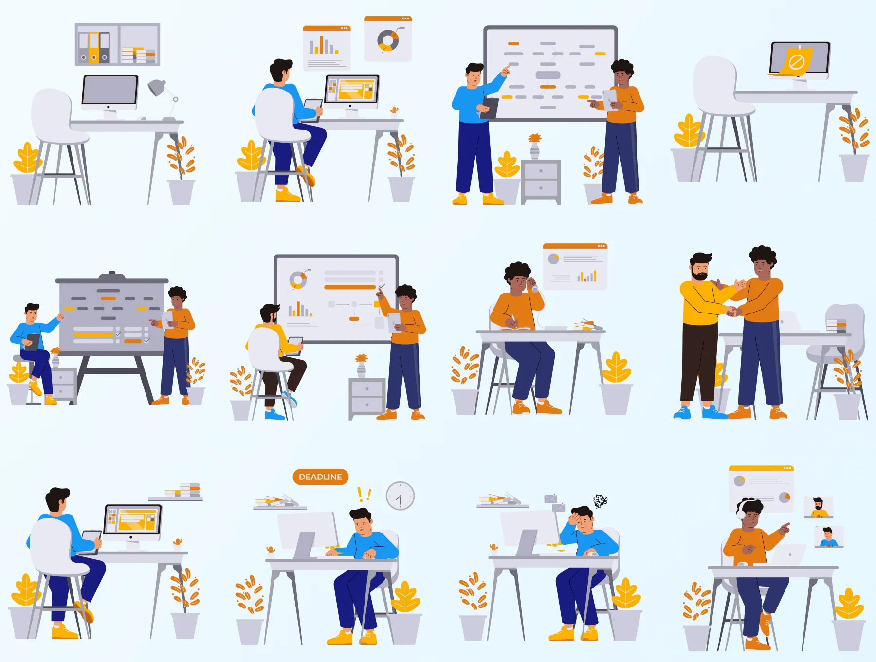 Office Activity 2D Illustration Pack 7