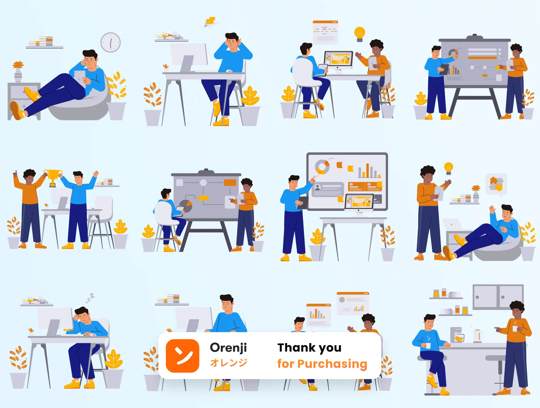 Office Activity 2D Illustration Pack 8