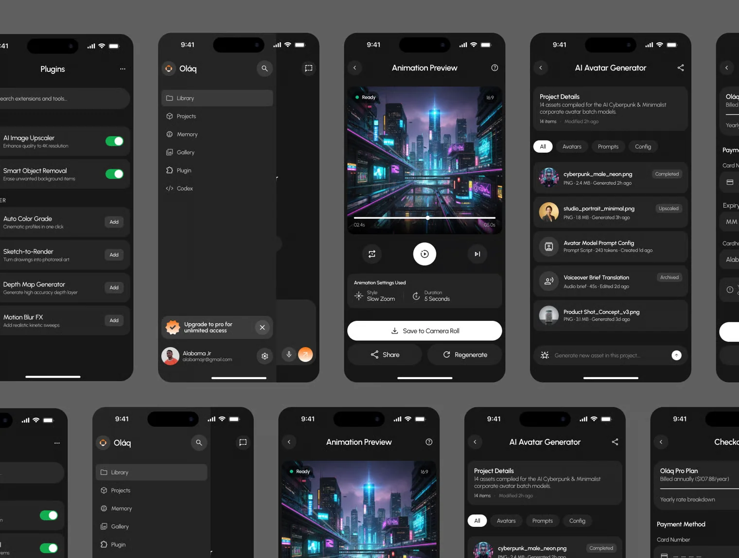 Oláq – AI Assistant Mobile UI Kit (Dark & Light) 6