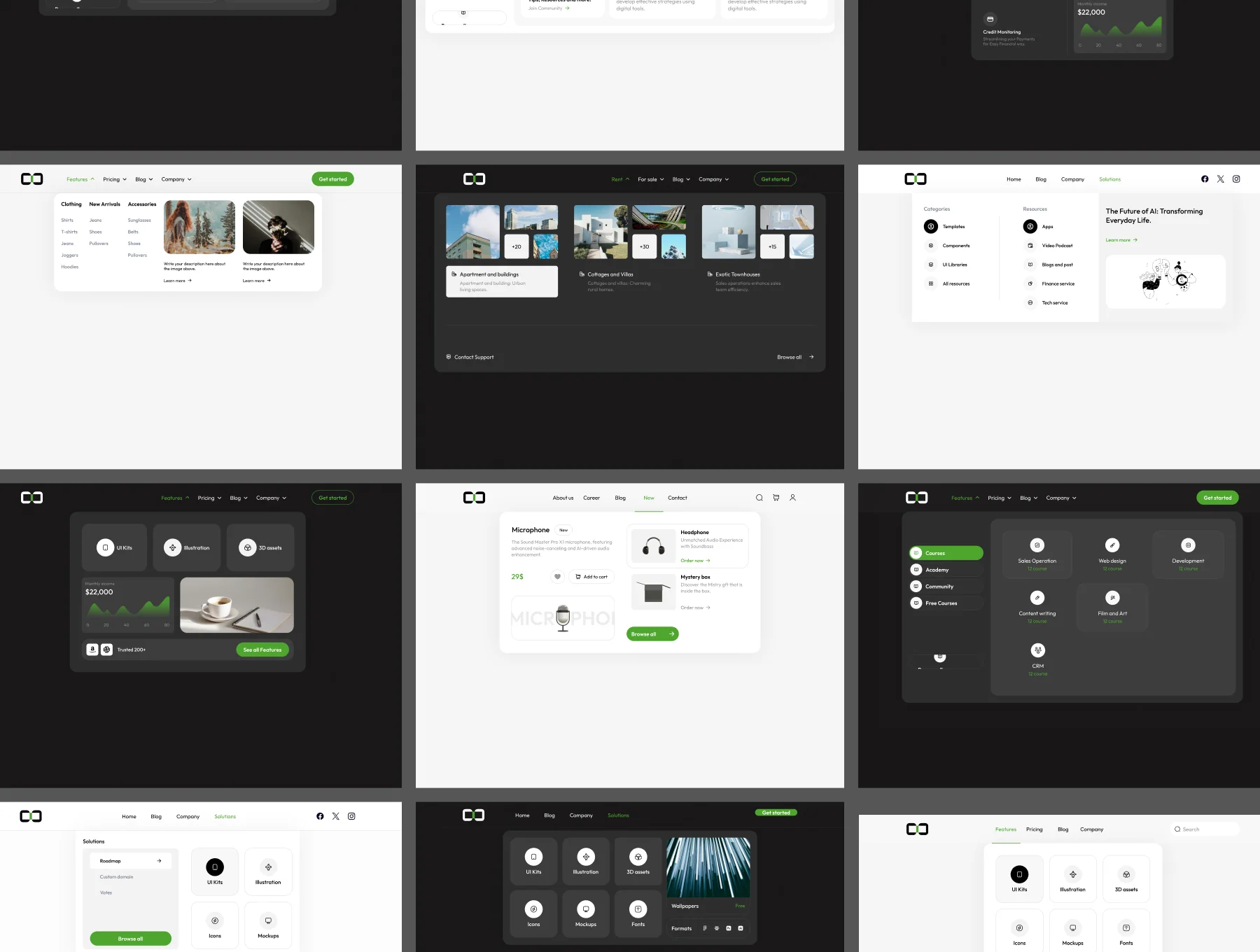 Modern Navigation Bars & Hero Sections UI Kit 3