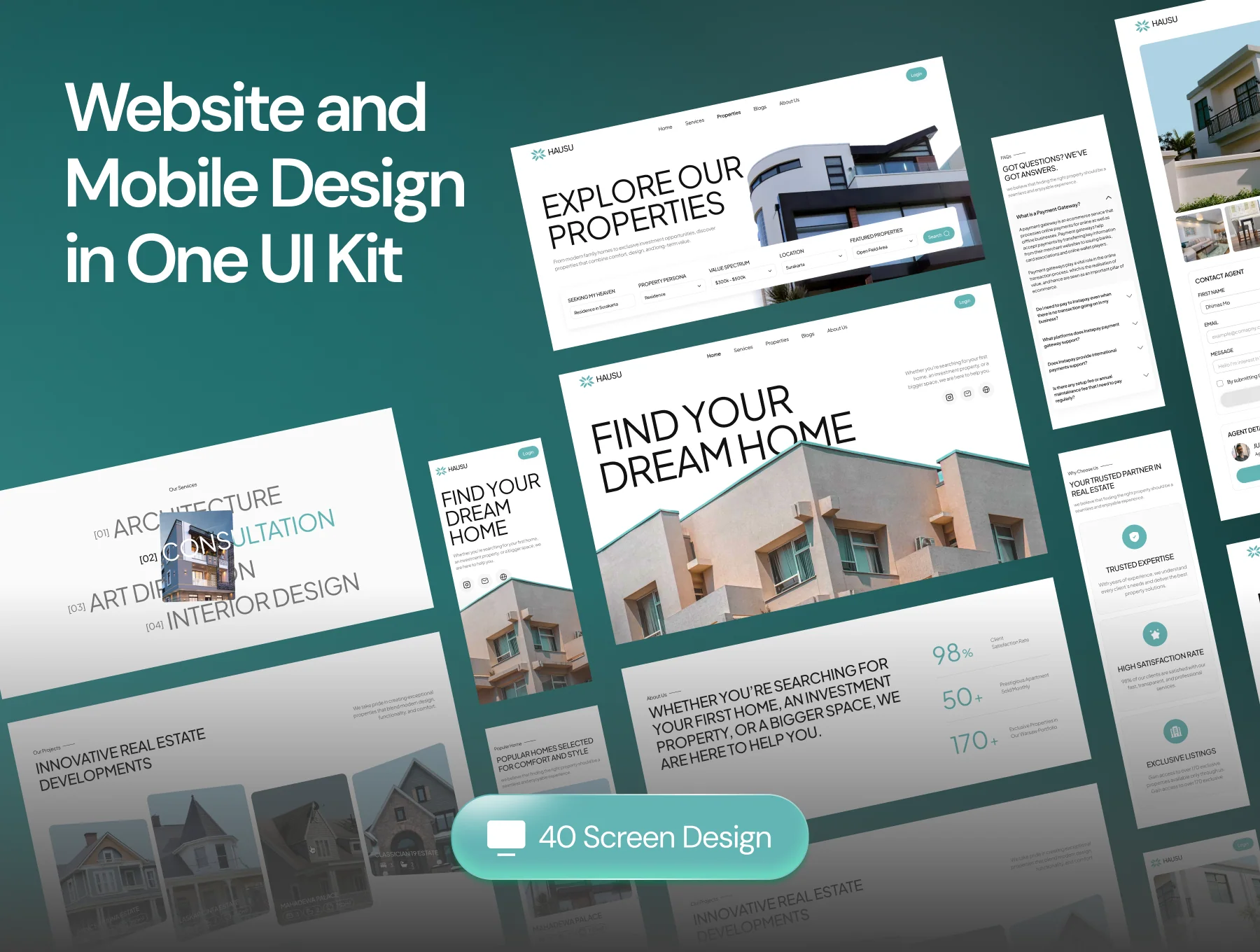 Hausu – Real Estate Landing Page UI Kit 3