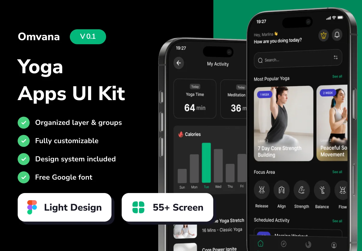 Omvana - Yoga Mobile App UI Kits