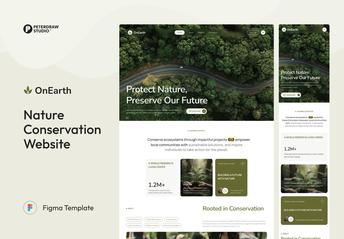 OnEarth - Nature Conservation Website UI Figma Template