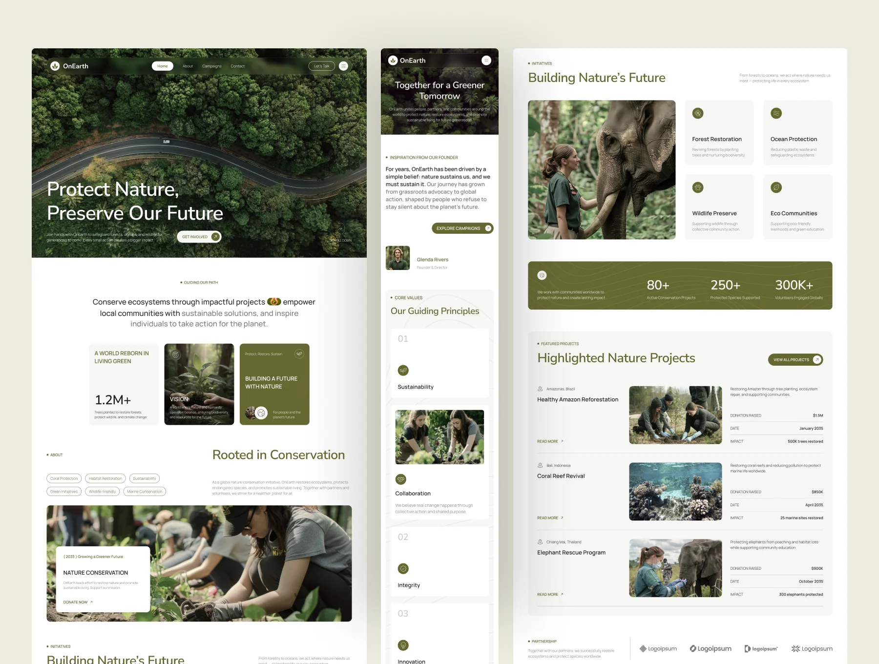 OnEarth - Nature Conservation Website UI Figma Template