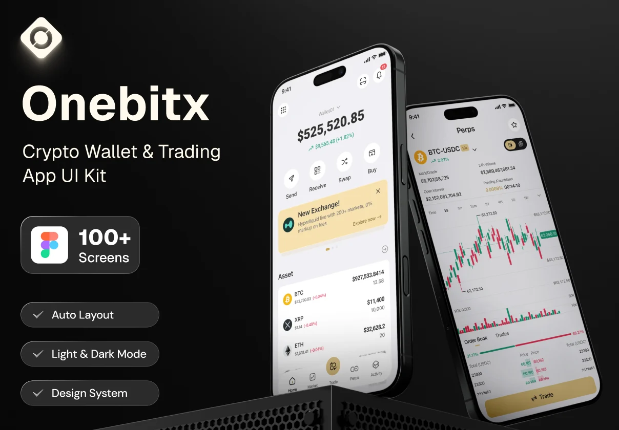 Onebitx — Web3 Wallet & Perpetual Trading Mobile UI Kit