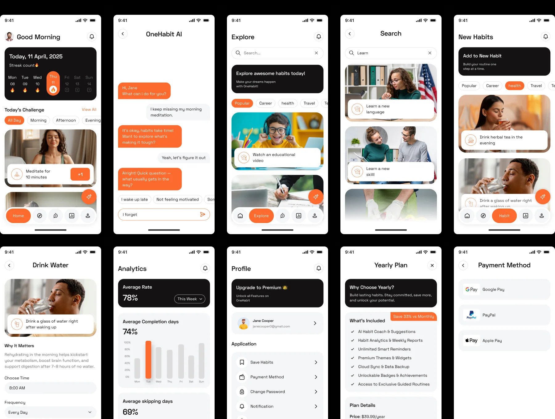 OneHabit Tracker App UI Kit 4