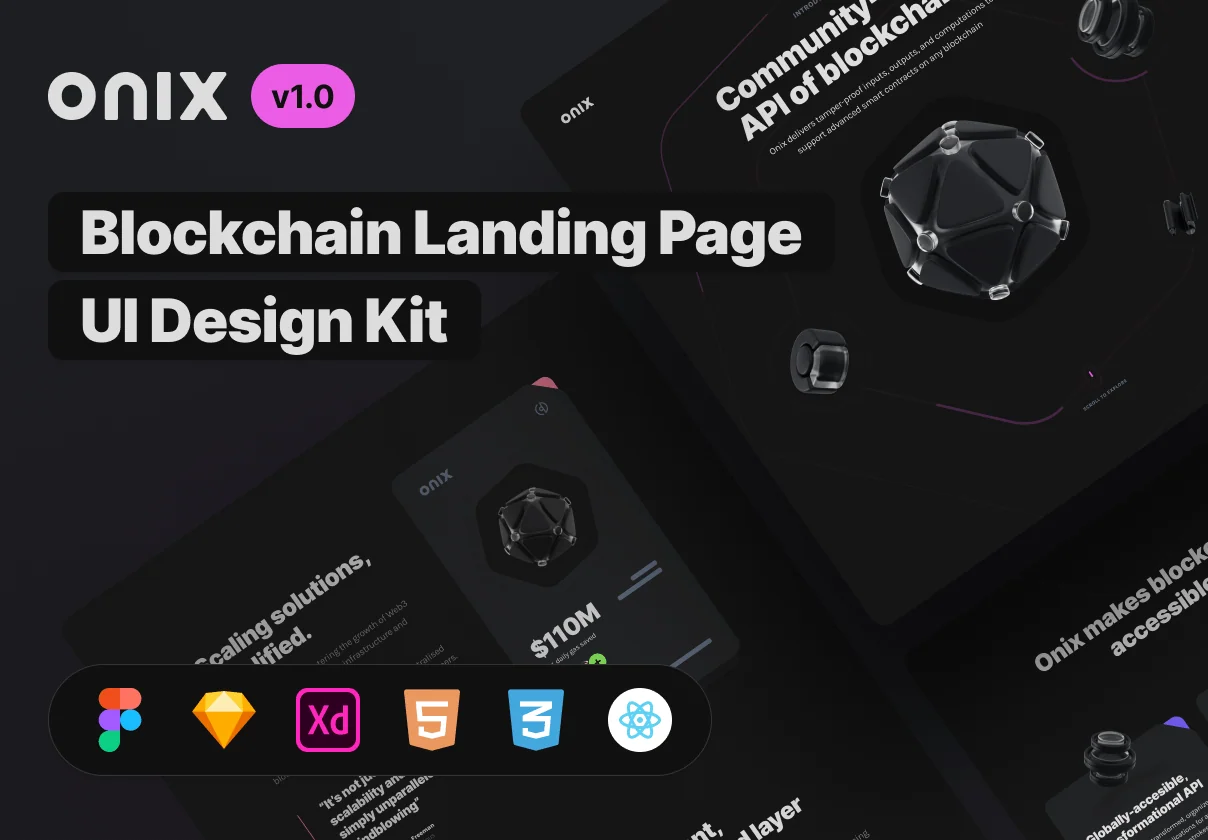 Onix Blockchain Landing Page UI Design Kit