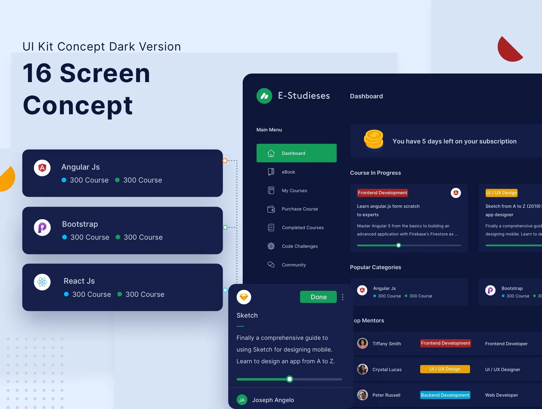 Online Course Dashboard Kit Dark Version 5