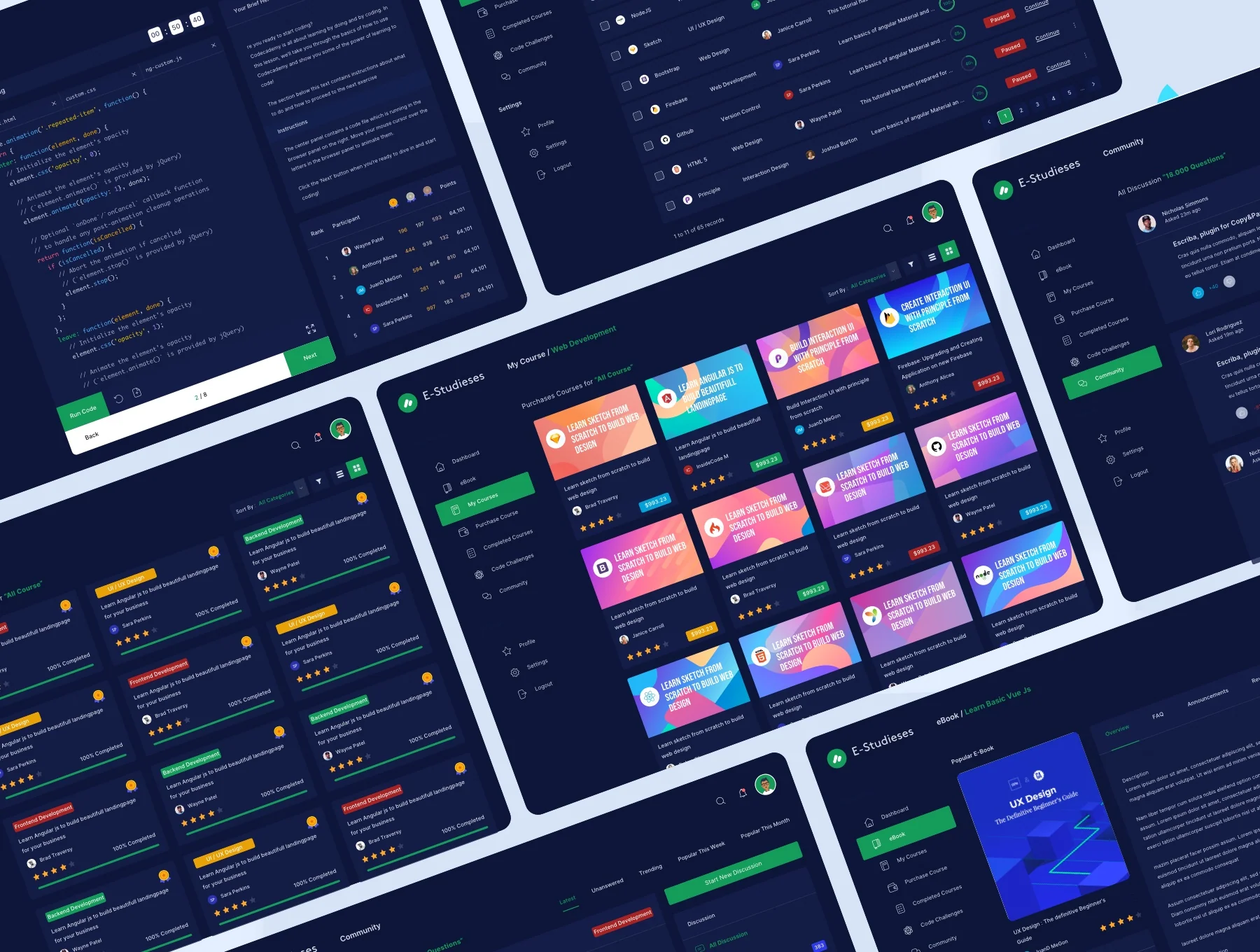 Online Course Dashboard Kit Dark Version 8