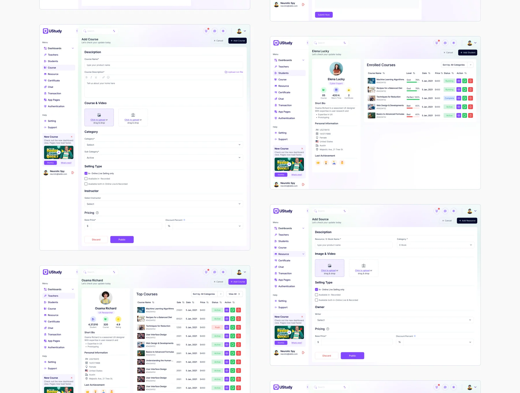 Online Course & Education LMS Figma  Admin UI Template Kit 7