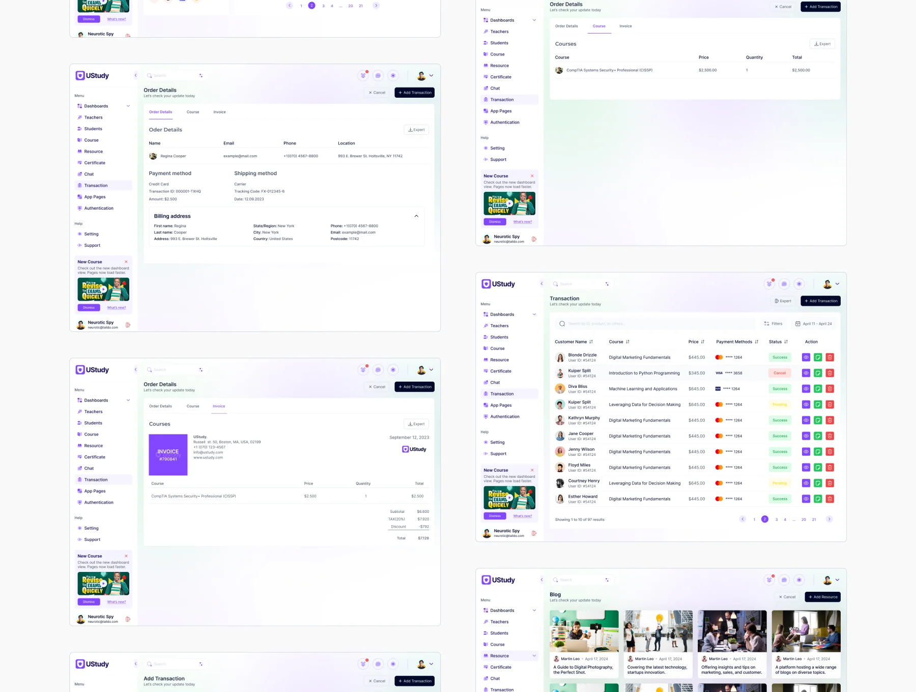 Online Course & Education LMS Figma  Admin UI Template Kit 8