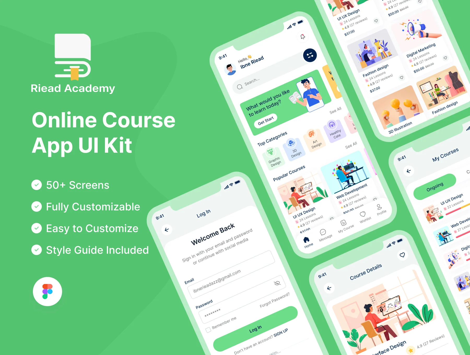 LMS Online Course Mobile App UI Kit