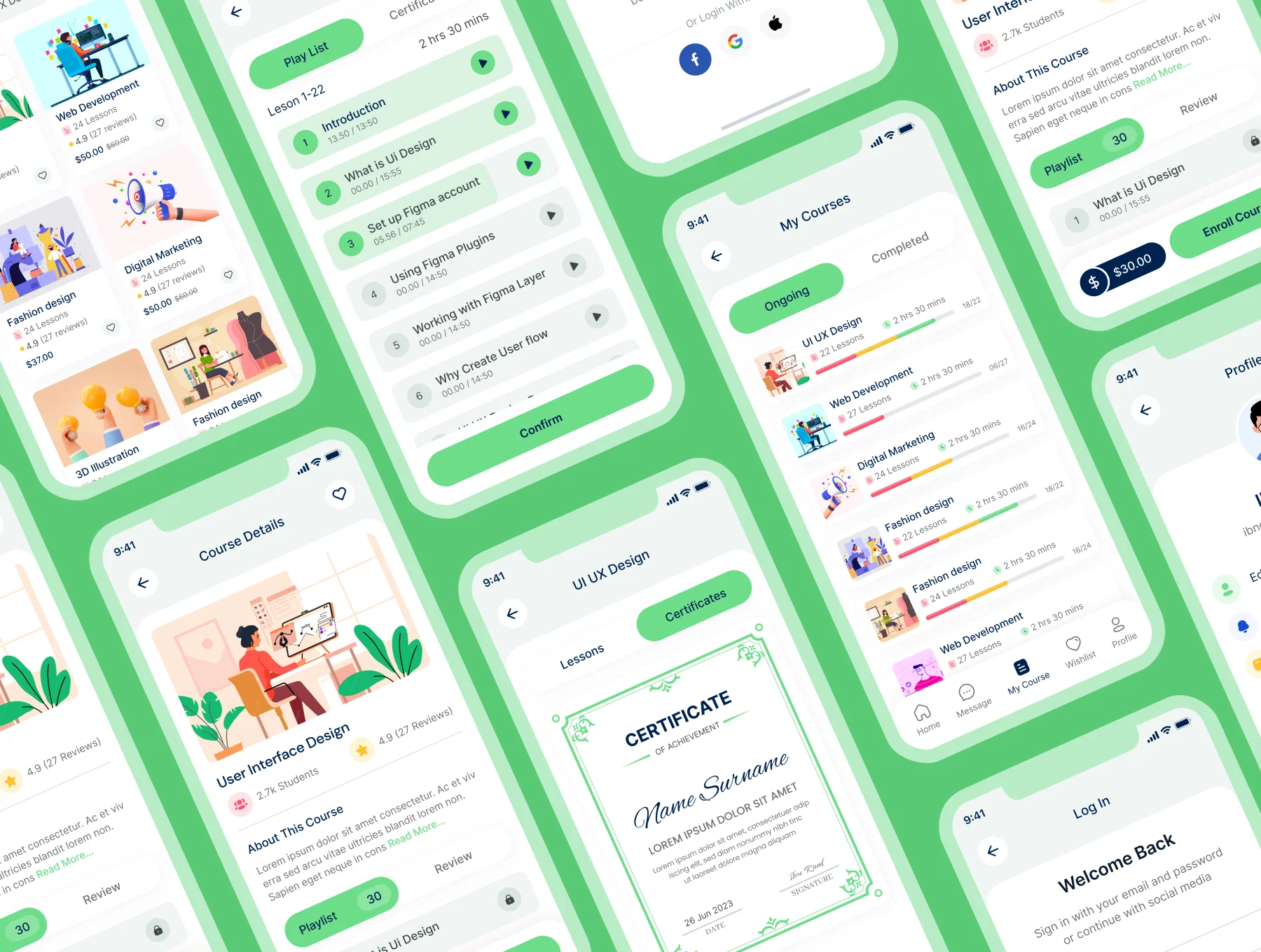 LMS Online Course Mobile App UI Kit 3