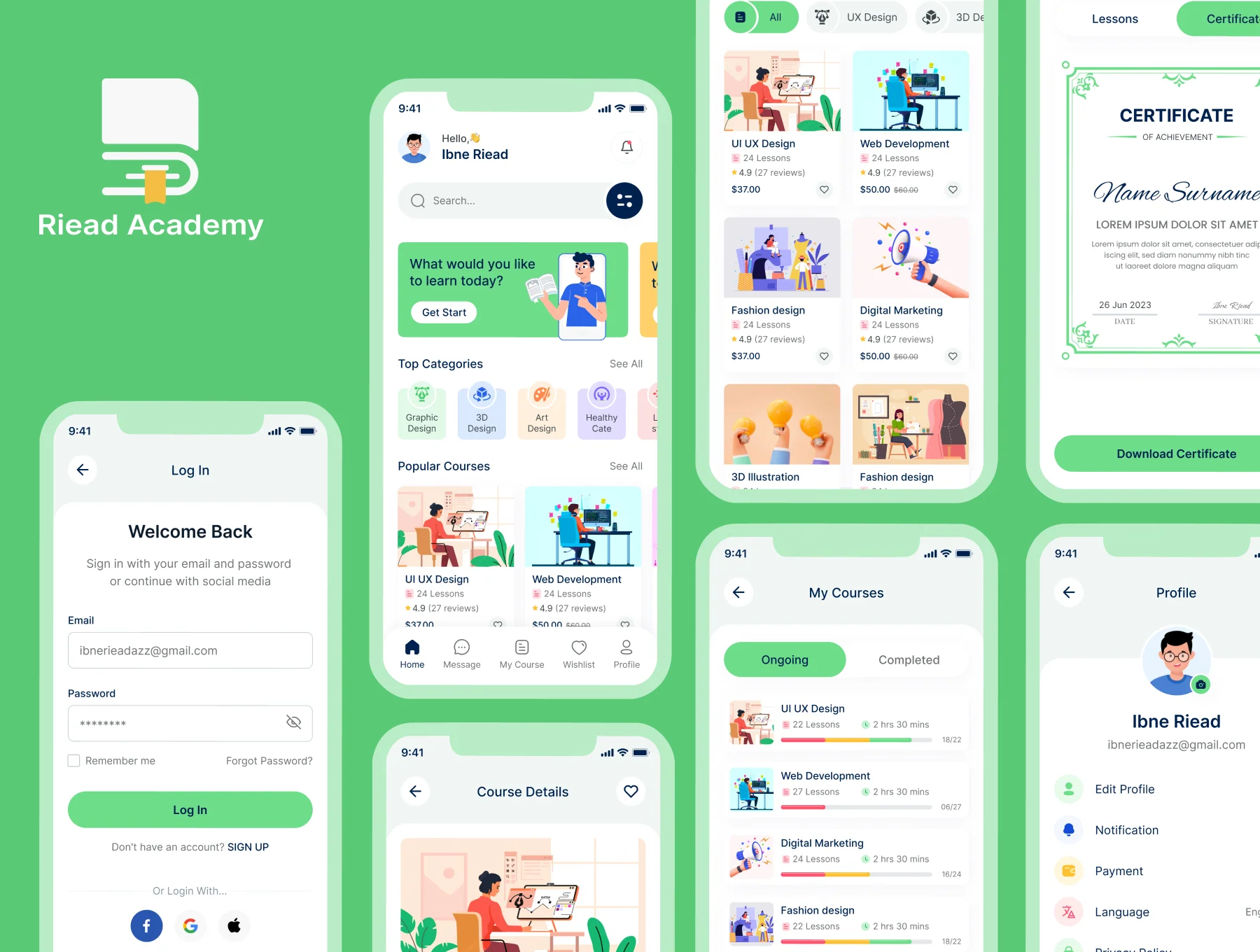 LMS Online Course Mobile App UI Kit 4