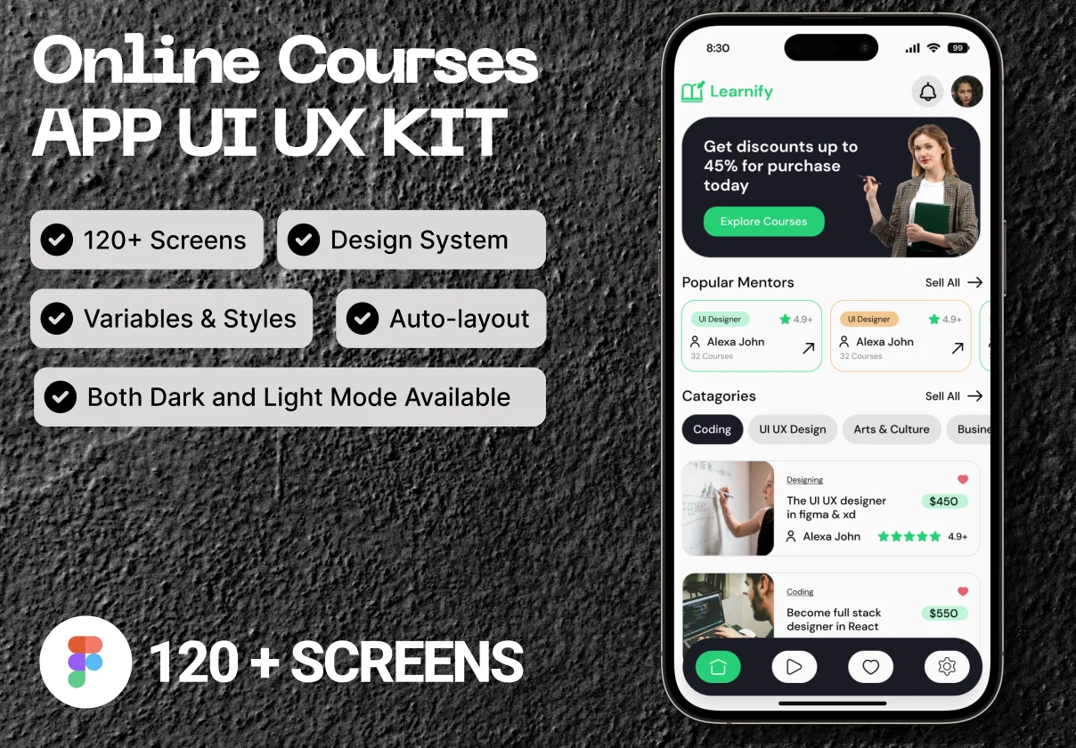 Online Course UI UX Kit