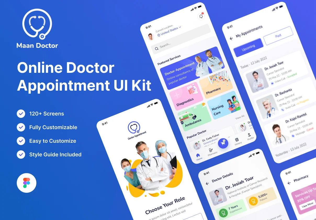 Online Doctor Appointment Booking App UI Kit