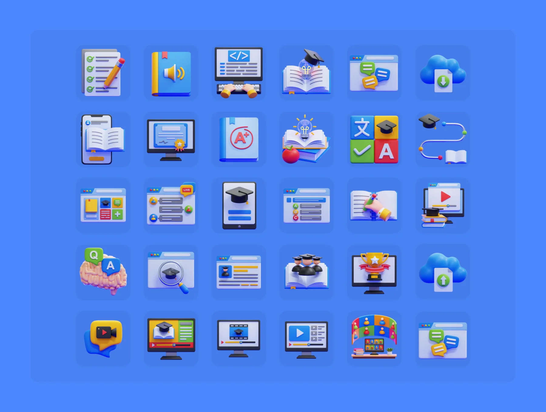 Online Education 3D Icons Packs 6