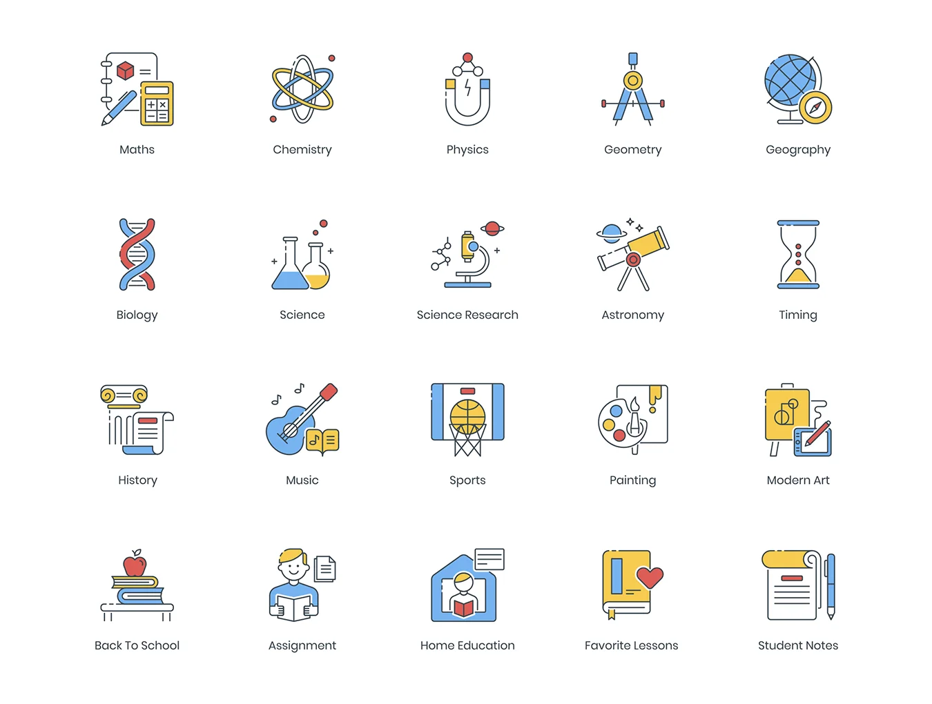 100 Online Education Icons | ColorPop Series 3