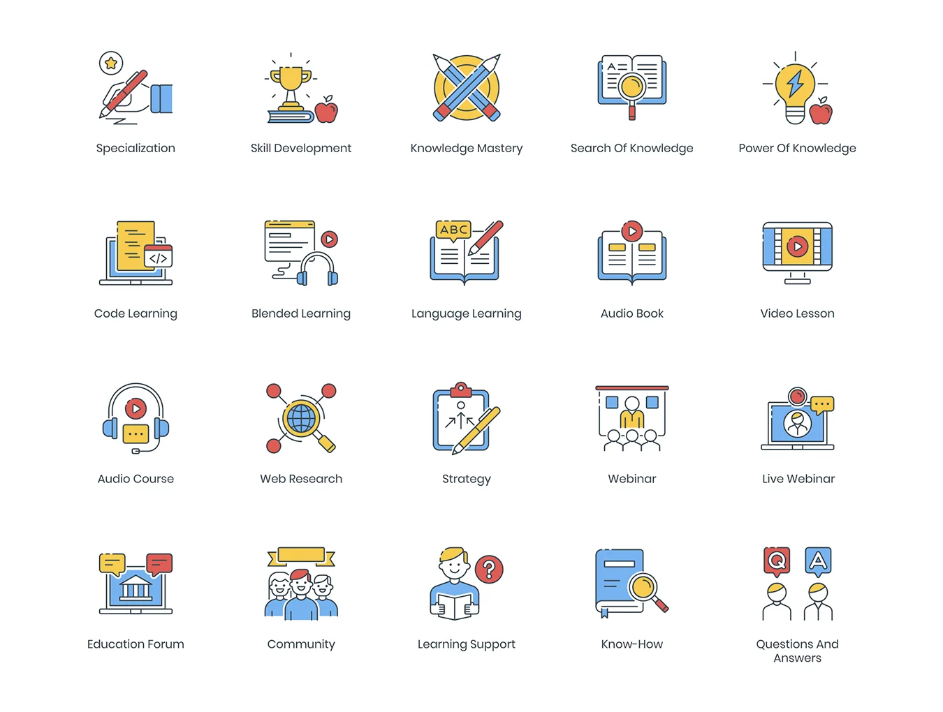 100 Online Education Icons | ColorPop Series 4