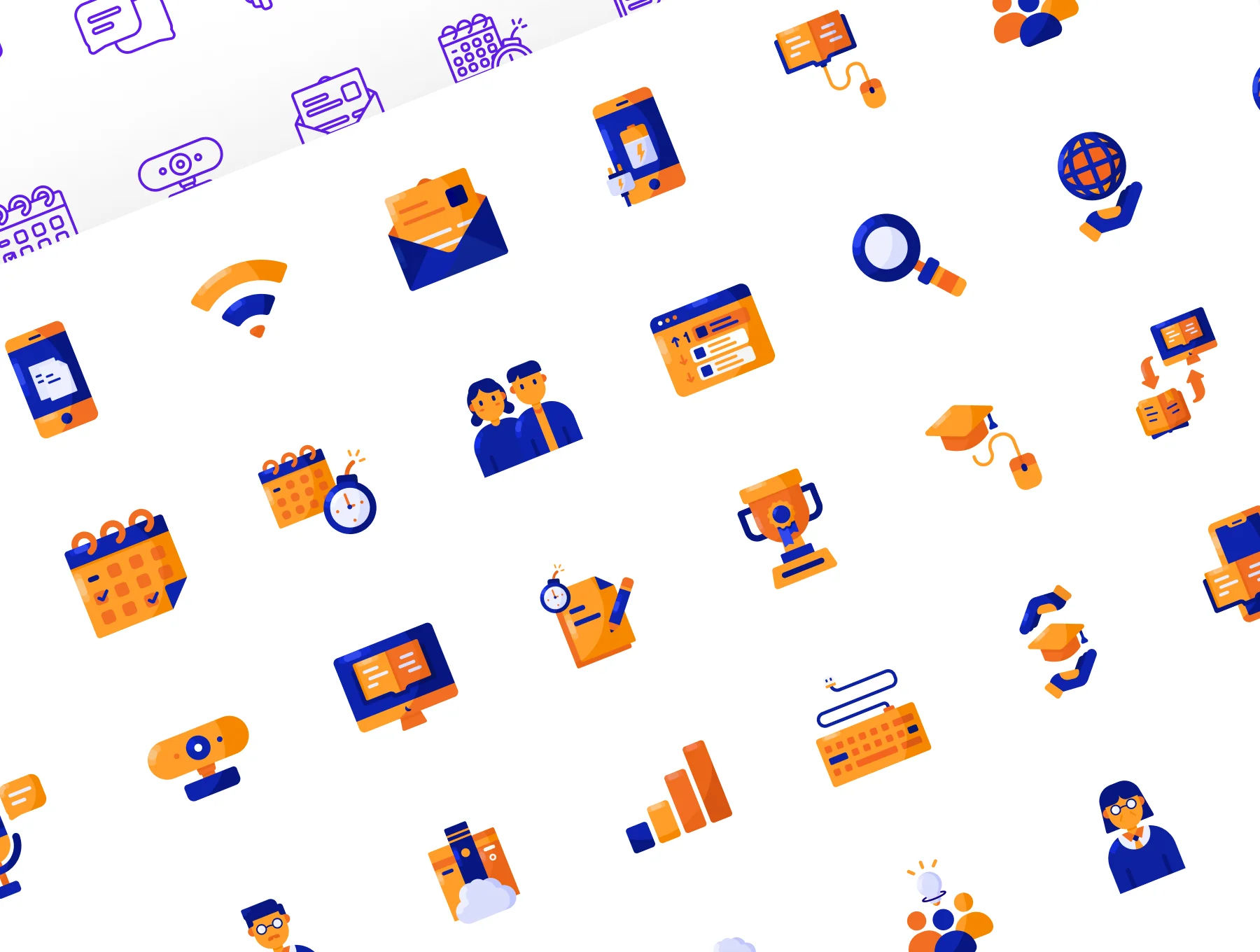 Online Learning Icon Illustrations 2