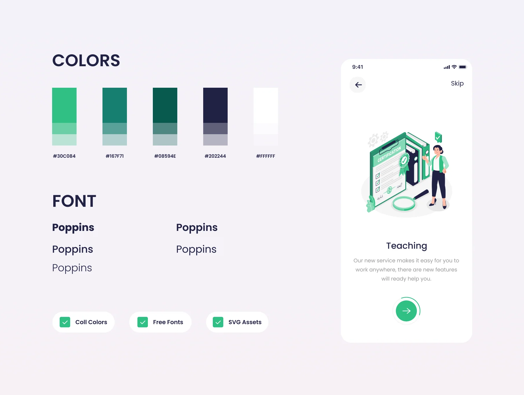 Online learning mobile app ui kit 3