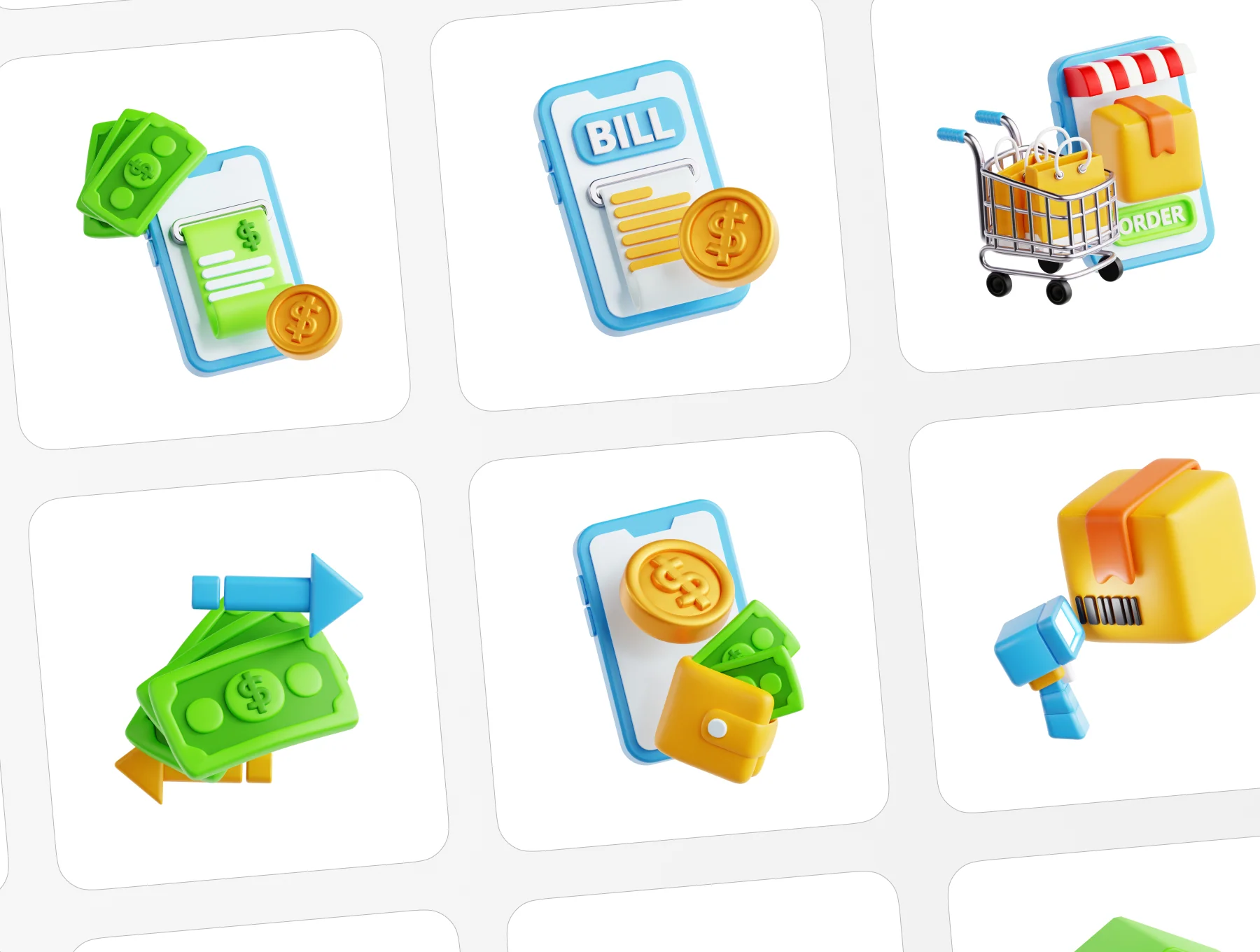 Online Payment 3D Icon Set 6