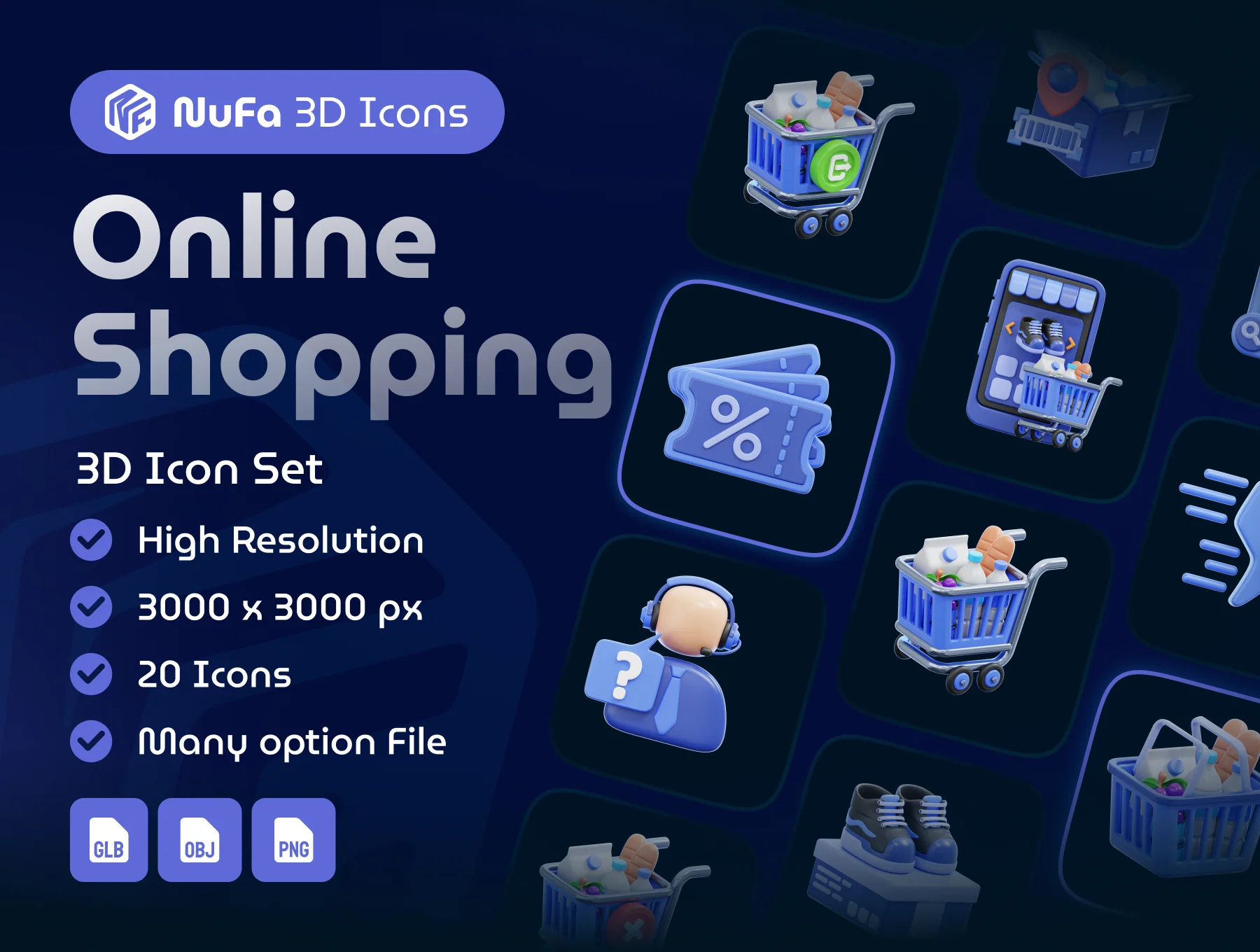 Online Shopping 3D Icon Set 6