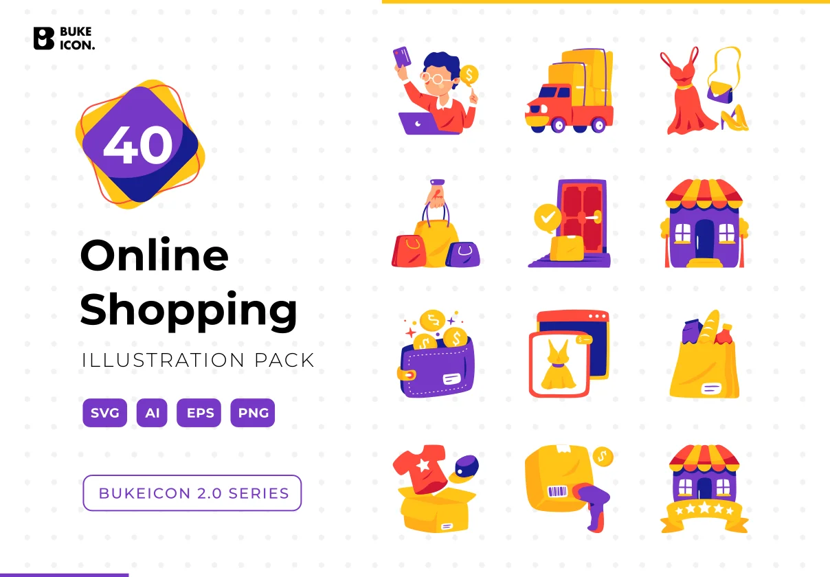 Online shopping Illustration - Bukeicon 2.0 series