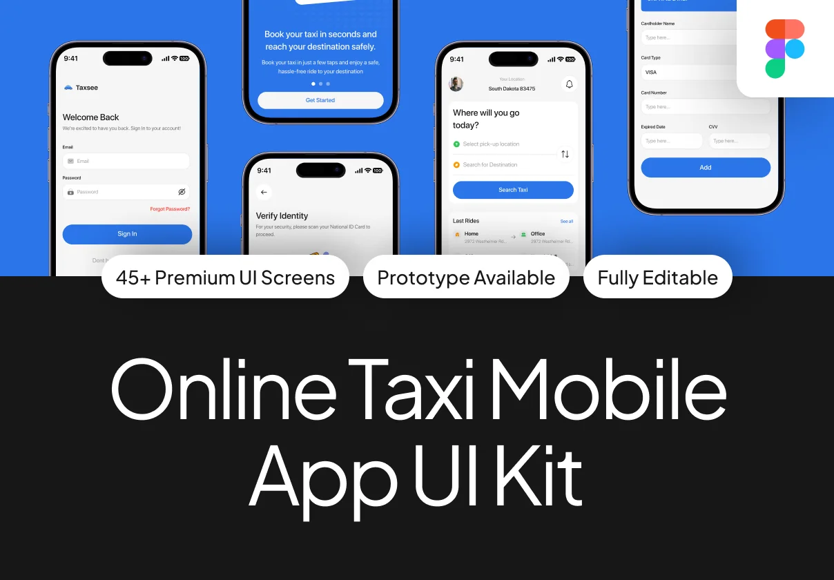 Online Taxi Mobile App UI Kit