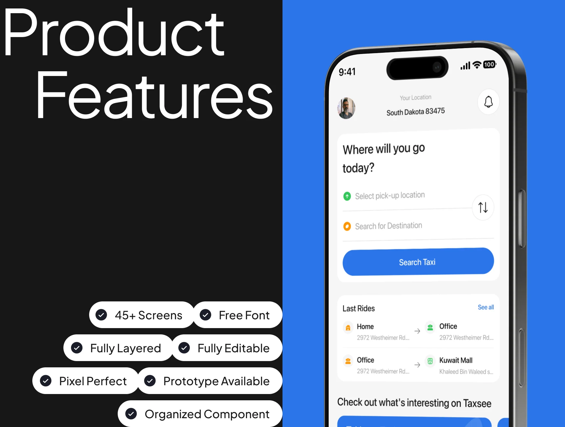 Online Taxi Mobile App UI Kit