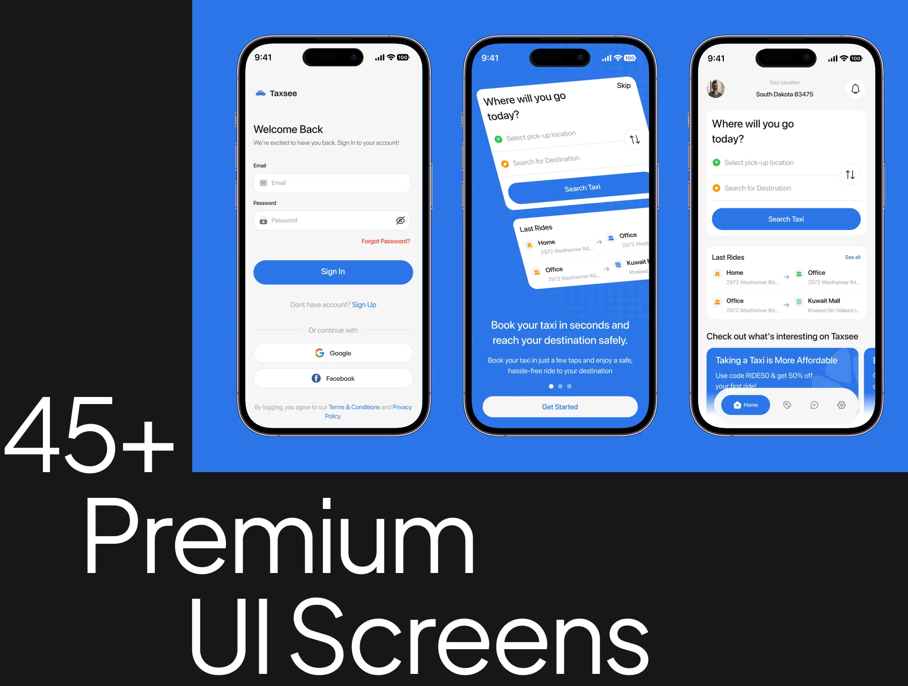 Online Taxi Mobile App UI Kit 6